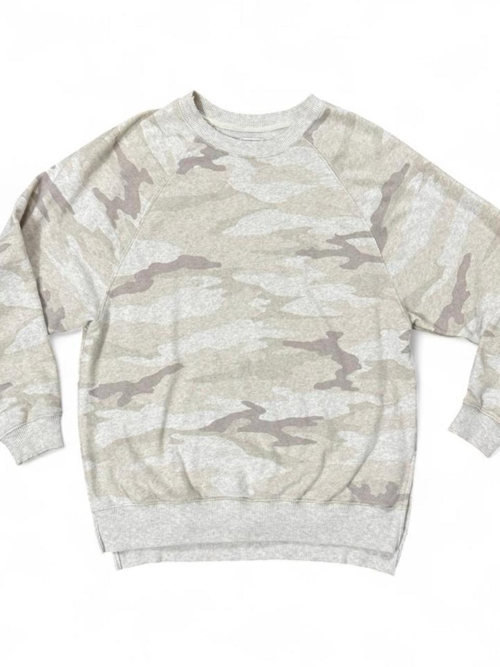 American Eagle Beige Camo Soft Long Sleeve Crewneck Pullover Size M
